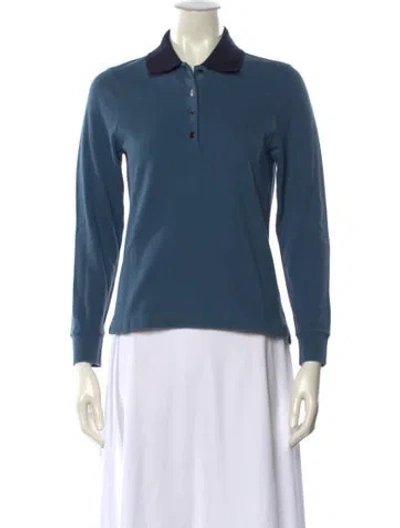 Pre-owned Hermes Long Sleeve Polo In Blue