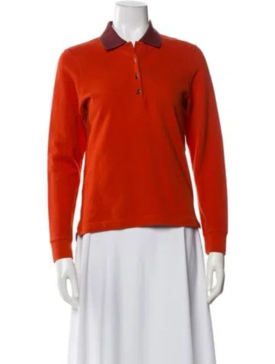 Pre-owned Hermes Long Sleeve Polo In Orange