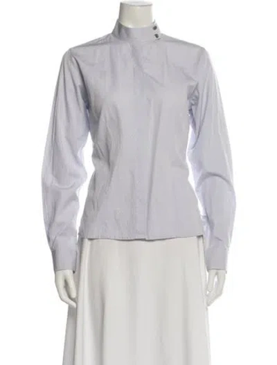 Pre-owned Hermes Long Sleeve Tuxedo Shirt In Blue