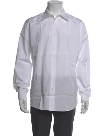 Pre-owned Hermes Long Sleeve Tuxedo Shirt In White