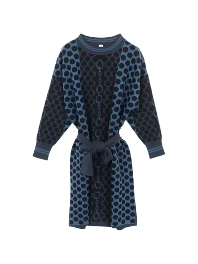 Pre-owned Hermes Long-sleeved Dress In Blue