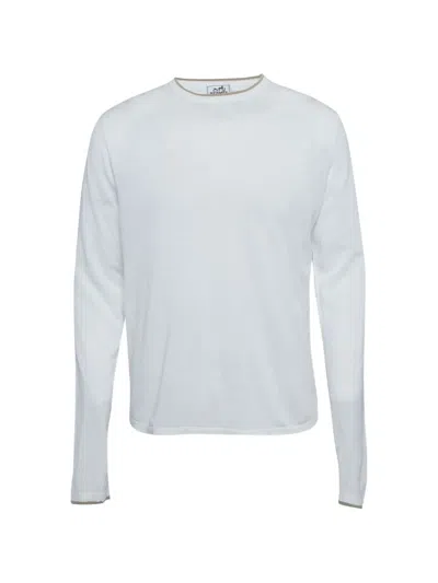 Pre-owned Hermes Long-sleeve Knit Cotton T-shirt In White