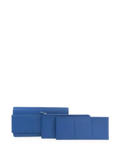Pre-owned Hermes Longue Passant Wallet In Blue
