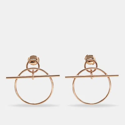 Pre-owned Hermes Loop 18k Rose Gold Small Model Earrings