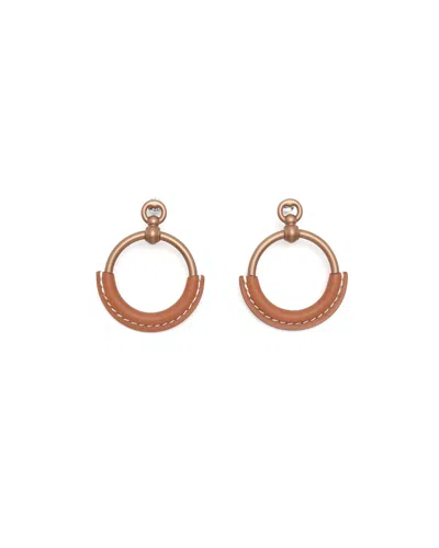 Pre-owned Hermes Hermès Loop Earrings In Brown