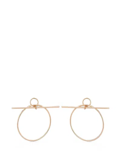 Pre-owned Hermes Loop Earrings In Gold