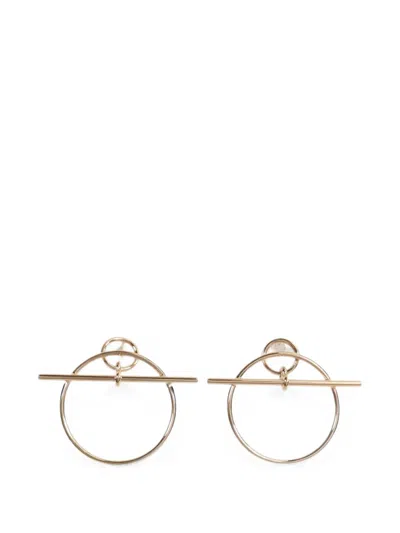 Pre-owned Hermes Loop Earrings In Gold