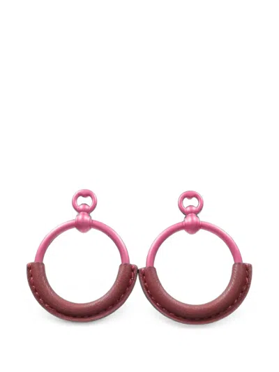 Pre-owned Hermes Loop Earrings In Pink