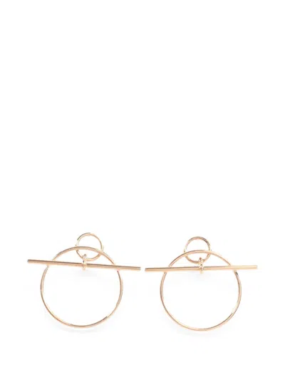 Pre-owned Hermes Loop Toggle Earrings In Pink