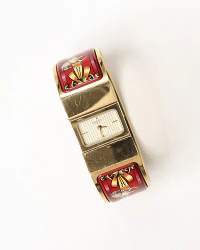 Pre-owned Hermes Hermès Loquet 19mm Ref Lo1.201 Full Set Watch In Gold