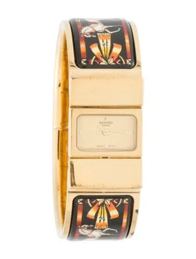 Pre-owned Hermes Loquet Bangle Watch, 20mm In Multi