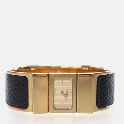 Pre-owned Hermes Loquet Gold Watch 19 Mm