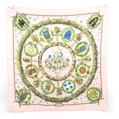 Pre-owned Hermes Hermès Louis Vuitton Emblèmes D'europe Silk Women's Scarf () In White