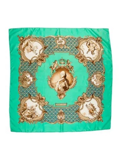 Pre-owned Hermes Louis Xv Silk Scarf In Green