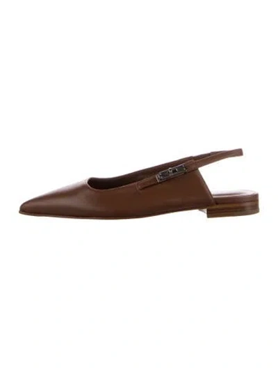 Pre-owned Hermes Lovely Leather Slingback Pumps In Brown
