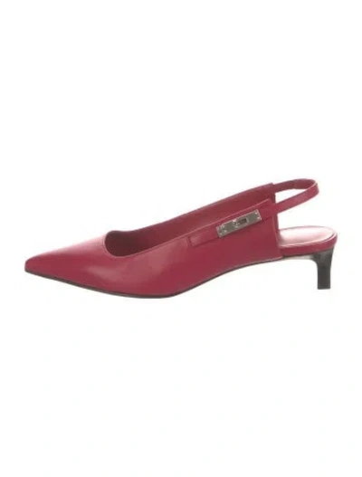 Pre-owned Hermes Lover 40 Leather Slingback Pumps In Pink