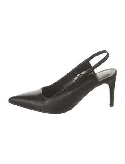 Pre-owned Hermes Lover 80 Leather Slingback Pumps In Black