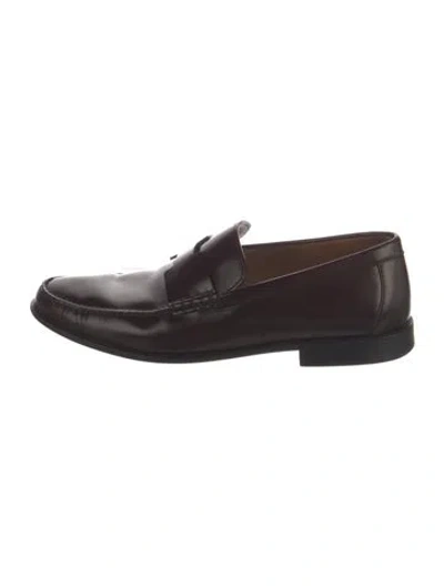 Pre-owned Hermes Luc Leather Dress Loafers In Black