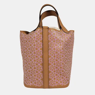 Pre-owned Hermes Lucky Daisy Picotin Lock 18 With Phw In Brown