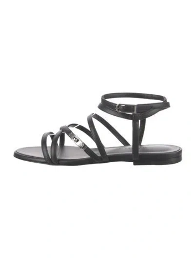 Pre-owned Hermes Lullaby H Logo Gladiator Sandals In Black