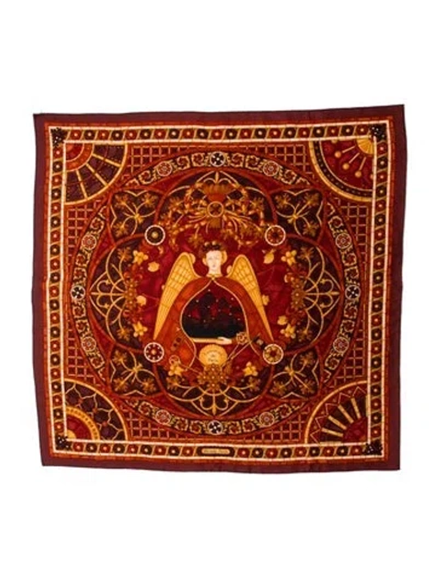 Pre-owned Hermes Lumières De Paris Silk Scarf In Brown