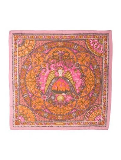 Pre-owned Hermes Lumières De Paris Silk Scarf In Pink