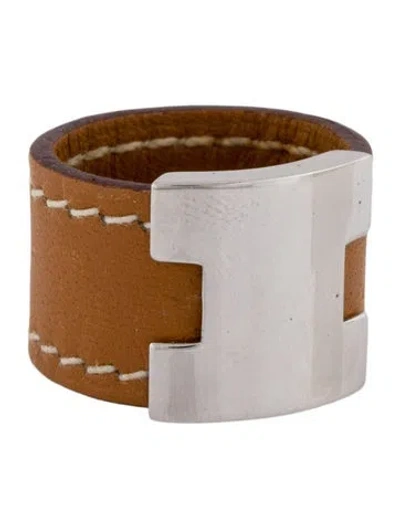 Pre-owned Hermes Lurie Band Ring In Brown