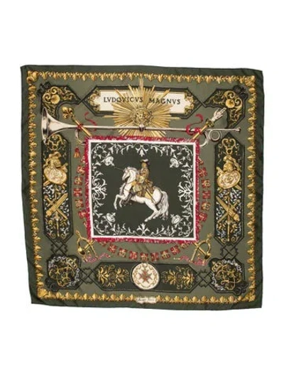 Pre-owned Hermes Lvdovicvs Magnvs Silk Scarf In Green