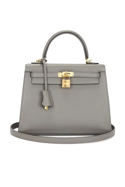 Pre-owned Hermes Madame Kelly 25 Handbag In Gray