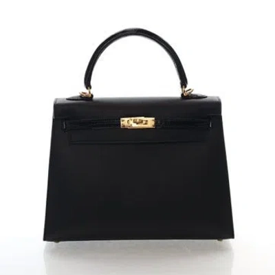 Pre-owned Hermes Madame Leather Kelly Sellier Touch 25 2024 In Black