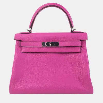 Pre-owned Hermes Magnolia Clemence Kelly 28 Handbag In Purple