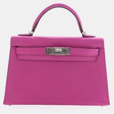 Pre-owned Hermes Magnolia Epsom Mini Kelly 20 In Purple