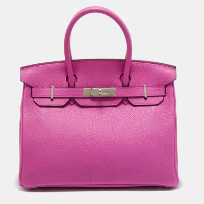 Pre-owned Hermes Hermès Magnolia Togo Leather Palladium Finish Birkin 30 Bag In Pink