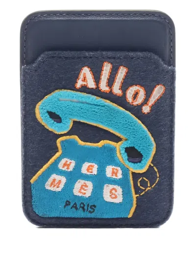 Pre-owned Hermes Magsafe H-allo Card Case In Blue