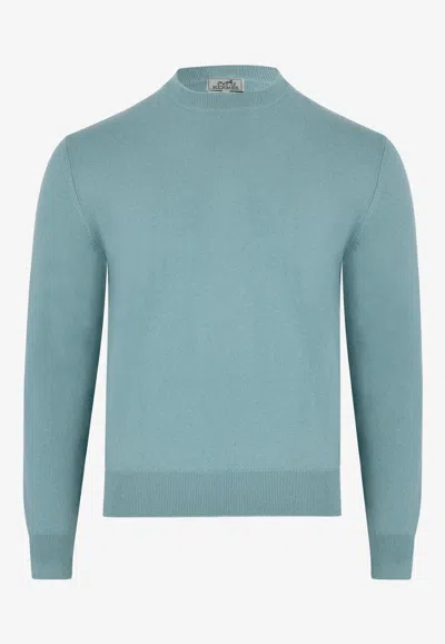Hermes "maillon Chaine D'ancre" Crewneck Sweater In Celadon