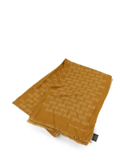 Pre-owned Hermes Maillons Rythmes Printed Scarf In Brown
