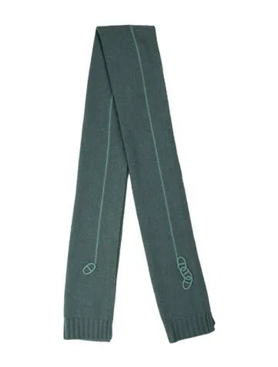 Pre-owned Hermes Maillons Traces Cashmere Scarf In Green