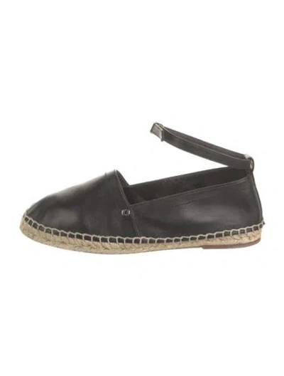 Pre-owned Hermes Malaga Leather Espadrilles In Black