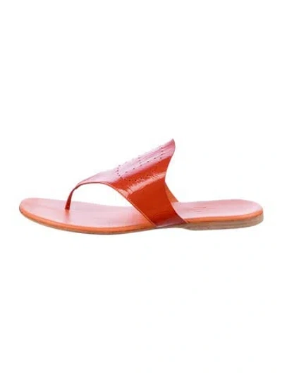 Pre-owned Hermes Maldives Patent Leather Slides In Pink