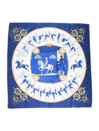 Pre-owned Hermes Manege Silk Scarf In Blue