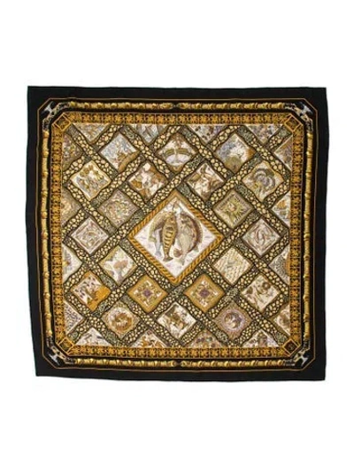 Pre-owned Hermes Mare Nostrum Silk Scarf In Black