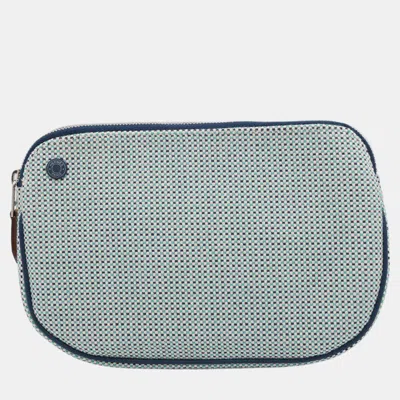 Pre-owned Hermes Marine Canvas Medium Pouch In Grey