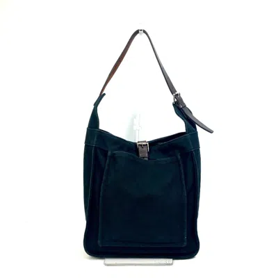 Pre-owned Hermes Marwari Black Canvas Leather Shoulder Bag Tote Bag ()