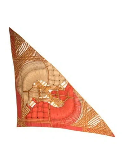 Pre-owned Hermes Masan & Masan Cashmere Triangle Scarf W/ Tags In Red