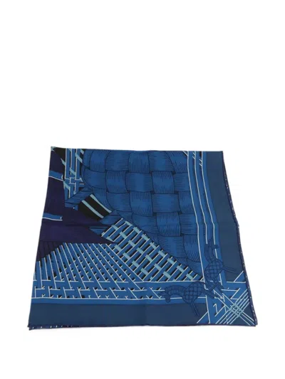 Pre-owned Hermes Masan & Masan Scarf In Blue