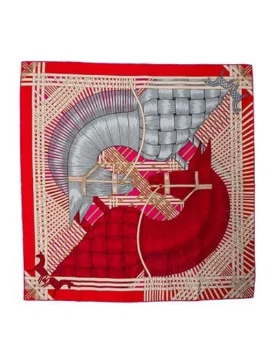 Pre-owned Hermes Masan & Masan Silk Scarf In Pink
