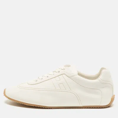 Pre-owned Hermes Hermès Master Size 39.5 White Leather Veau Souple Low Top Sneakers