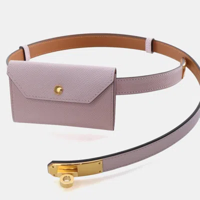 Pre-owned Hermes Mauve Pale Epsom Kelly Pocket Belt 18 In Pink