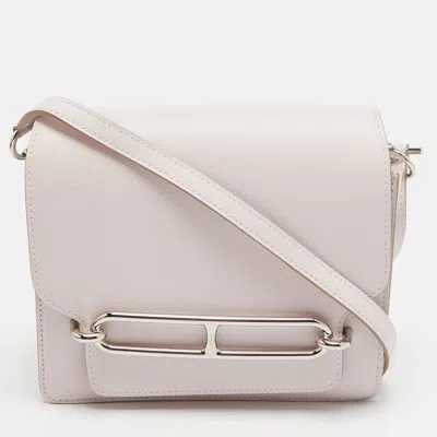 Pre-owned Hermes Mauve Pale Evercolor Leather Roulis Mini Bag In Pink