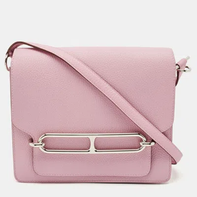 Pre-owned Hermes Hermès Mauve Sylvestre Clemence Leather Roulis 23 Bag In Pink